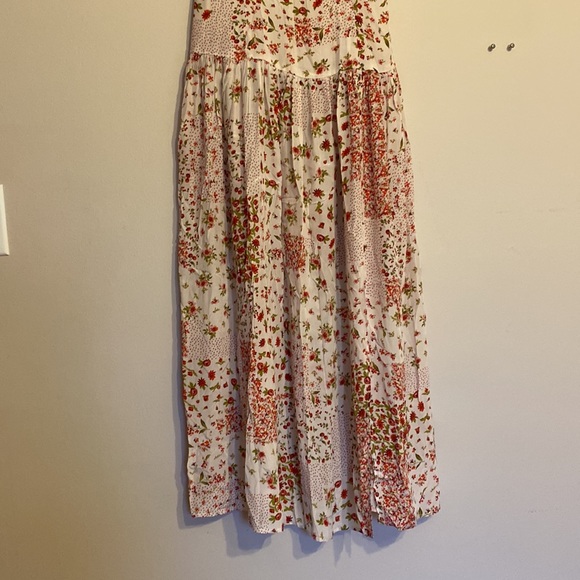NWT Zara Patchwork Floral Print Midi Dress with Side Slit White Red S - Picture 12 of 14